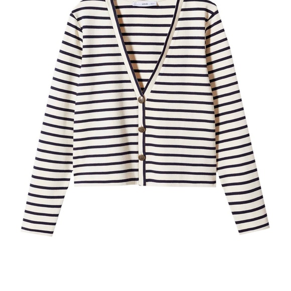 Mango Navy and Cream Striped Cardigan - Picture 3 of 4
